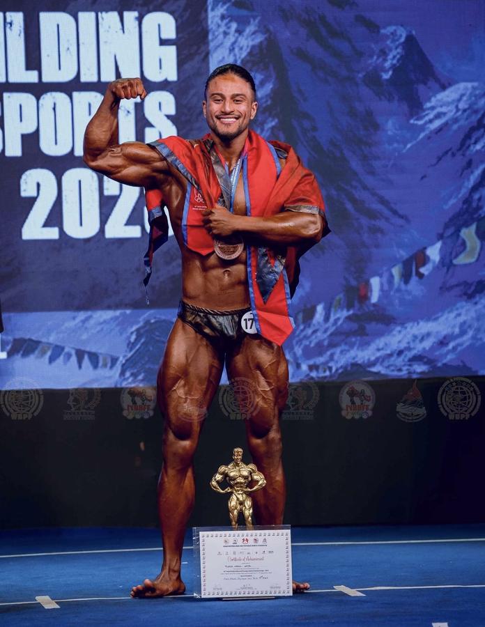 Biplav Karki at the Asian Bodybuilding Championships 2023